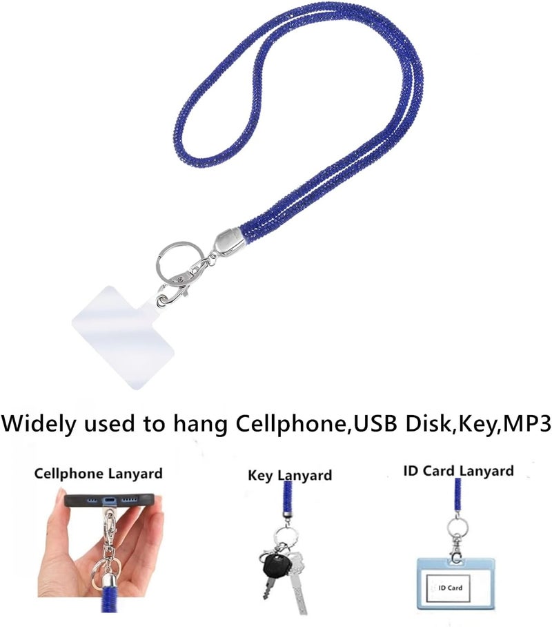 Global_Shopper Fashion 34.8'' Sparkle All Round Crystal Neck Lanyard,Bling Work Name Card Holder For Women(AB White,1PC) - Image 3